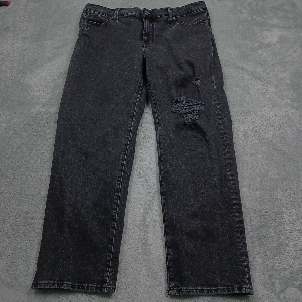 Madewell Jeans Womens 32 Black Mid Rise Straight Pockets Preppy Modern